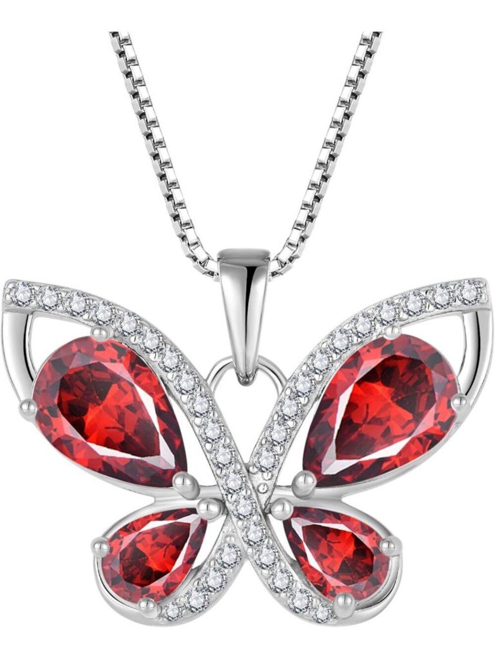 Elegant 925 Sterling Silver Butterfly Necklace with Birthstone Charm for Women